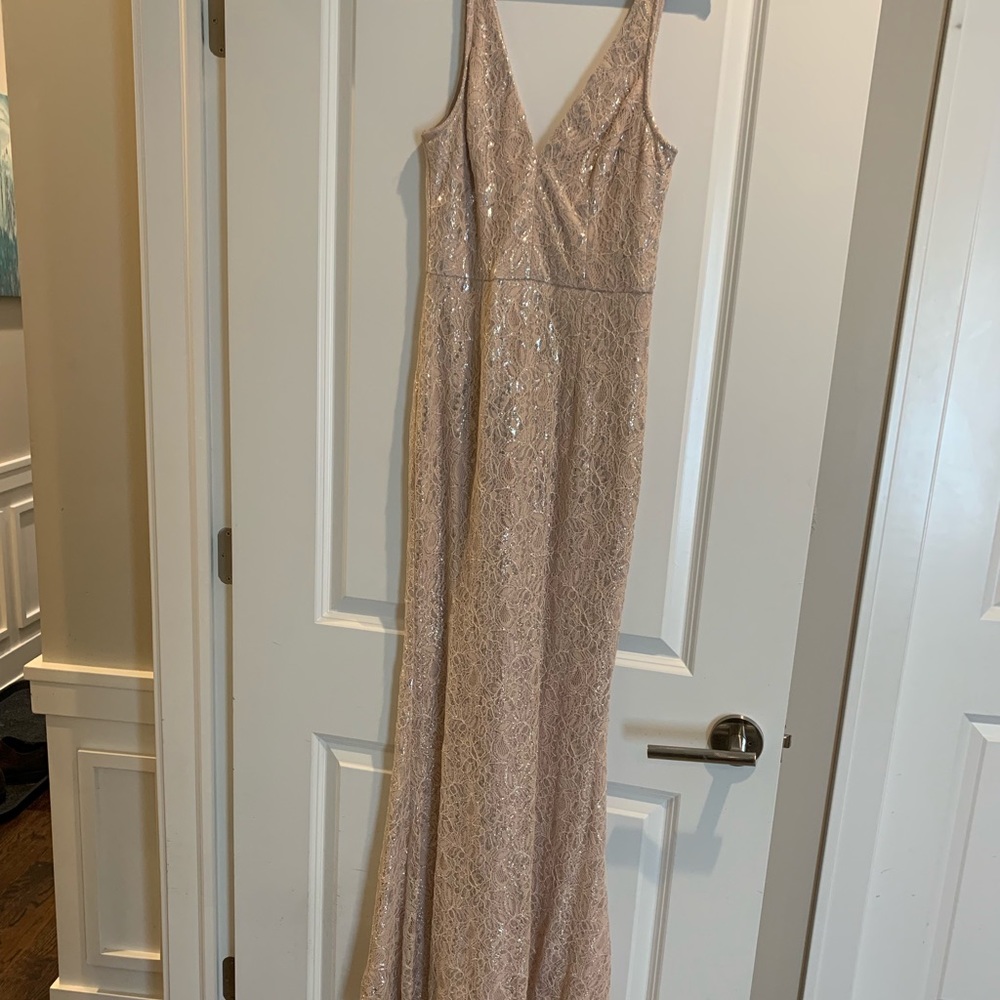 Lulus Blush and Silver maxi dress. Size Medium